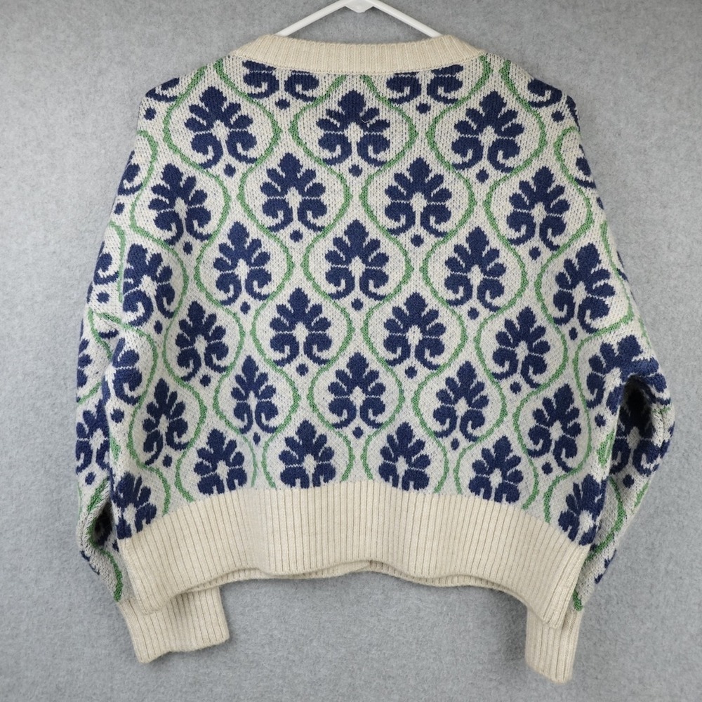 Anthropologie Maeve Cardigan Womens S Knit Floral Pop Graphic Intarsia Nordic - Picture 10 of 14